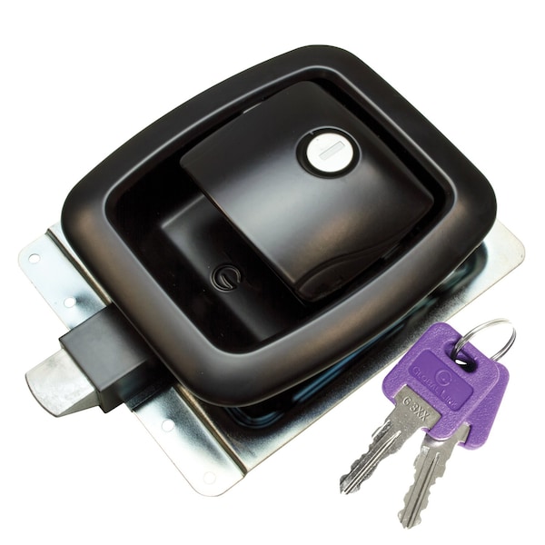 Global RV Compartment Door Lock, Slam Style, Black, Southco version, Metal Back Plate, Keyed to G3xx BLL-50101-2006-1PK - main